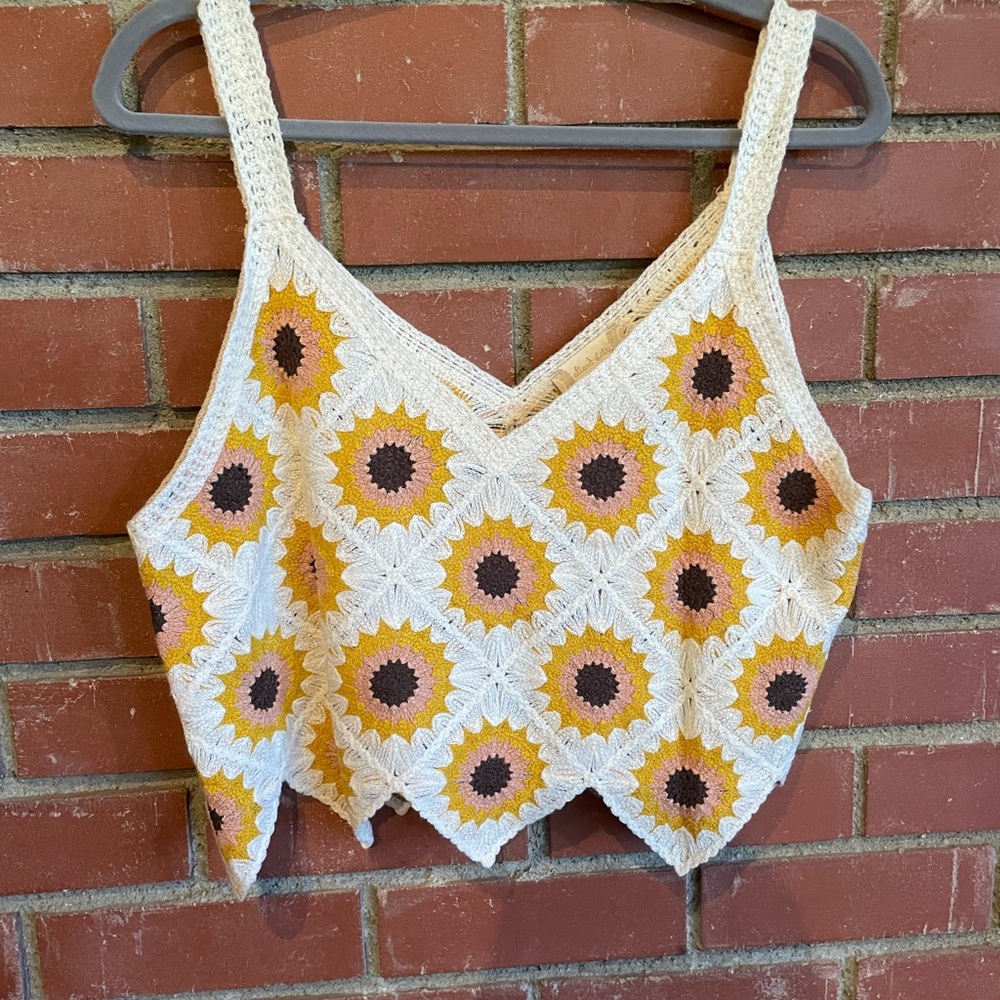 Altar'd State Sunflower Crochet Camisole